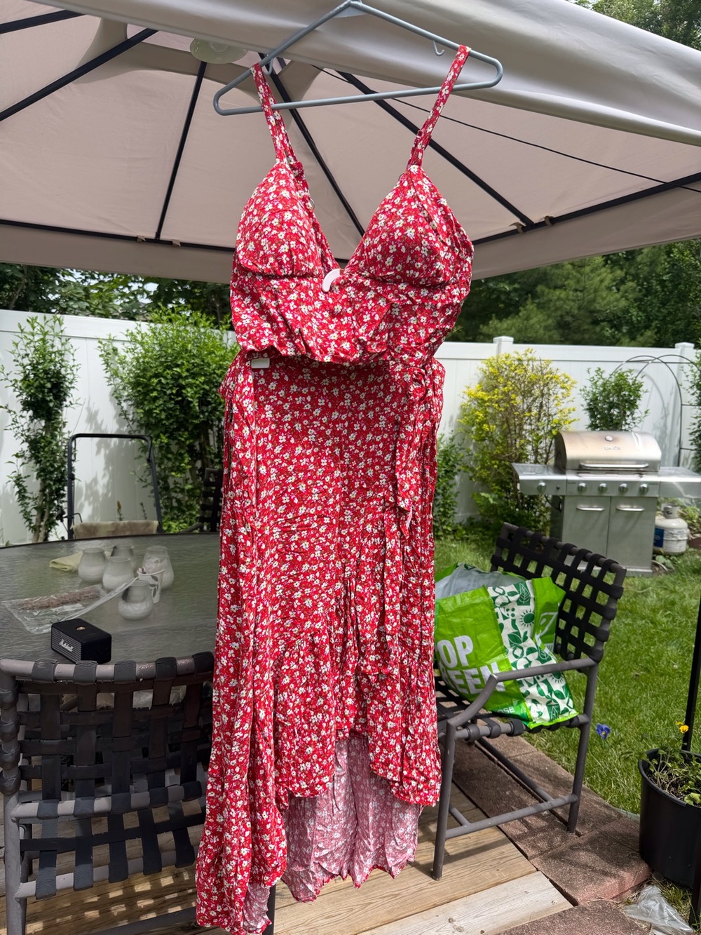 Xhilaration Red Floral High-Low Sundress 2-piece